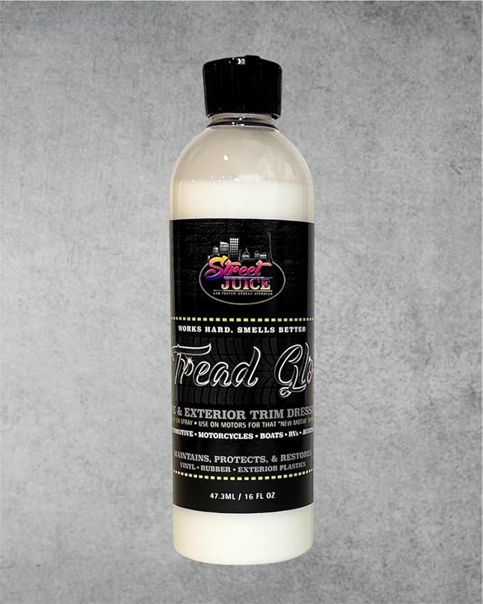 Tread Glo TG-16 Tire and Exterior Trim Dressing Long Lasting Super Shine Dressing for Tires, Rubber, Plastic, Trim and More Safe for Cars, Trucks, SUVs, RVs & More 16 fl oz