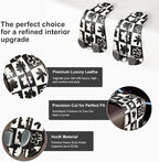 CoBak Purse Hook for Car - Universal Premium Stitched Leather and Aluminum-Magnesium Alloy Double Car Seat Back Storage Hook for Purses, Handbags, Bags (2 Pack),Chess Flower