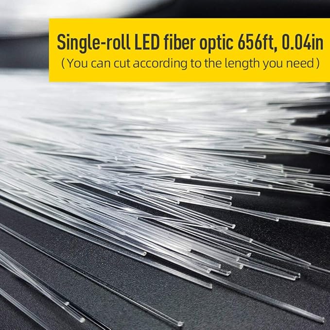 GIDERWEL LED Fiber Optic Lights Cable 0.04 inch(1.0mm) PMMA Plastic End Glow 656ft(200m) Each Roll Optical Fiber for Star Sky Ceiling and Fiber Optical Lighting All Kind LED Light Engine Driver