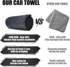 24"x36" Car Drying Towel, 1400GSM Microfiber Towel for Cars, Twisted-Loop Drying Towel Car Detailing, Double Sided Super Absorbent, No Water Spots, Label-Free Design Car Towel
