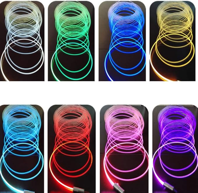 3mm 5meters/16ft PMMA Optic Fiber Cable Side Glow with 12V 1.5W LED Aluminum Illuminator Light Source for Home Car DIY (Blue)