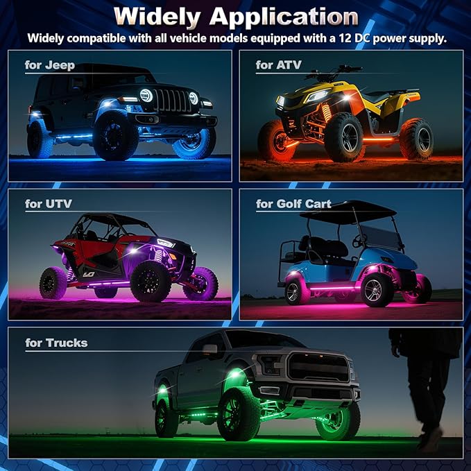 16 Pods Full Angle RGBW LED Rock Lights, 6500K Pure White RGB Rock Light for Truck Jeeps Pickup Offroad Golf Cart Boat RV UTV Underbody, 12V Waterproof Neon Underglow Kit with APP/RF Remote Sync Music
