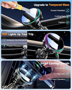 2026 Upgraded TEC & Fan Cooling Magnetic Wireless Car Charger, For 15W Magsafe Car Mount Charger, Air Vent Dashboard Fast Charging Car Phone Holder for iPhone 17/16/15/14/13/12, Samsung ＆ Pixel