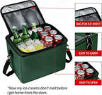Car Trunk Organizer with Cooler Bag, Collapsible Multi-Compartment Car Organizer for SUV, Truck, Durable Car Storage Organizer for Groceries, Camping, Christmas Gifts (Green)