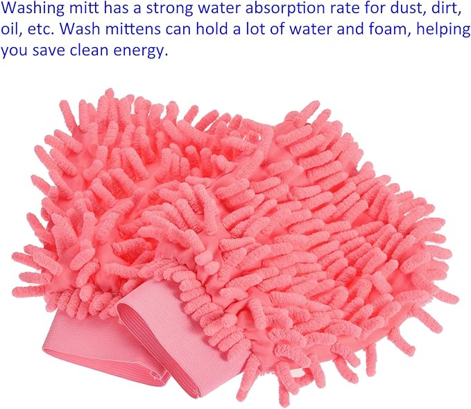 M METERXITY Microfiber Wash Mitt - Chenille Reusable Gloves for Cleaning, Scratch-Free, Apply to Kitchen House Cleaning