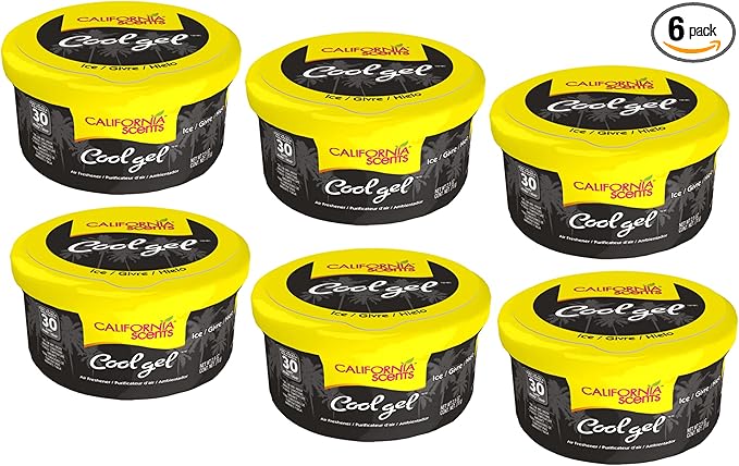 California Scents Cool Gel - The Best Car Air Freshener with Cool Gel Technology - Long-Lasting Odor Eliminator and Auto Air Freshener for Cars (Ice, 6 Packs)