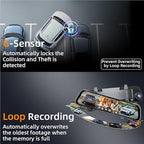 L09 12" 4K Mirror Dash Cam and Backup Camera with Front and Rear Dual Cameras, Built-in GPS, Wi-Fi, Loop Recording, G-Sensor, WDR, and HDR Night Vision, Includes 128GB Memory Card