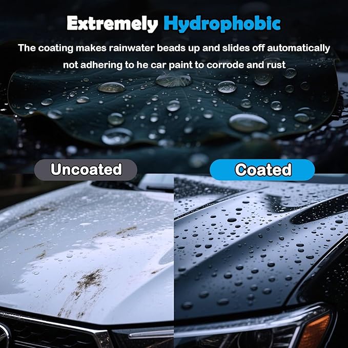 Ceramic Coating Spray for Cars, Nano Ceramic Car Wax Spray, Hydrophobic Top Coat, High Gloss Paint Protection, Water Beading Quick Detailer, Scratch & UV Protection Car Polish Spray -17 Fl.Oz