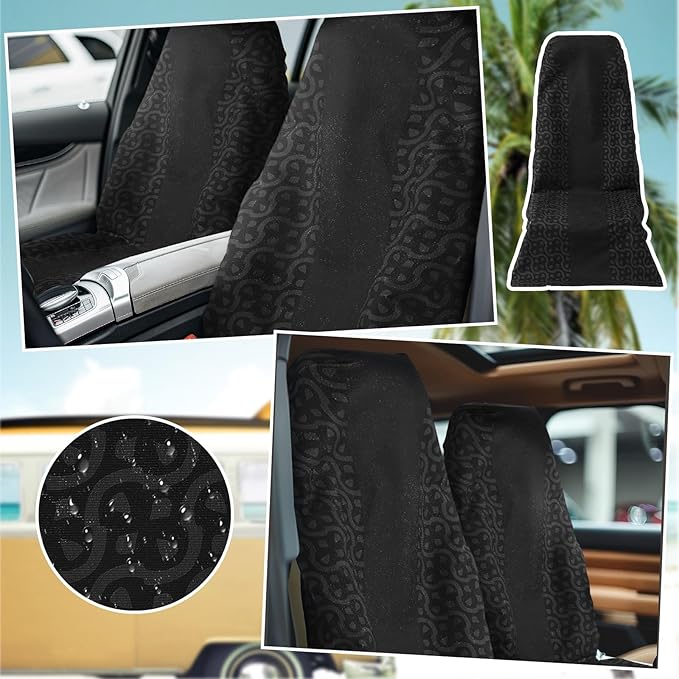 Hahafelt 2 Pack Car Seat Towel Covers Athletic Running Towel Performance Microfiber Post Workout Sweat Washable Cover Non Slip for Seat Outdoor Sport (Midnight)