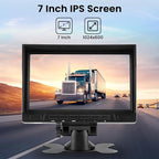 Hikity 7'' Backup Camera Monitor Kit, Dual RV Reverse Camera System for Trucks/SUV/Bus/Pickup, Plug & Play, 1080P HD, Night Vision, Wide Angle, IP69 Waterproof Rear View Camera, (49.2ft Video Cable)