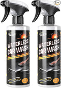 Waterless Car Wash Spray, High-lubricity Ingredients Safe Formula, 3-in-1 Ceramic Protective Coating, Motorcycle Cleaner, Car Cleaning Spray for Detailing, Spray and Wash for SUV, Truck, RV 2 Pack