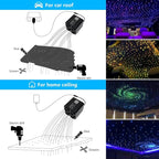 AKEPO 36W 4 Color Twinkle Fiber Optic Starlights Headliner Lights Kit, Optical Fibers Music Sync Bluetooth APP Control Starlight Kit, 1600pcs*13.1ft