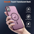 SUPFINE Magnetic for iPhone 16 Plus Case(Compatible with MagSafe)(10 FT Military Grade Drop Protection) Slim Translucent Matte Shockproof with Anti-Fingerprint Phone Case,Wine Red