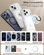 Magnetic Phone Ring Holder for iPhone 17 Pro Max/17Pro/Air/17/16 Pro/15/14, MagSafe Finger Grip Kickstand, 360°Adjustable Two-Sided Magnetic Cellphone Loop for Magnet Car Mount Stand for Galaxy, Pixel