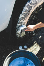 Detail Factory - ProGrip XL Tire Brush - Ergonomic ProGrip Handle - Stiff Synthetic Bristles to Cut Through Grime - Grey and Black
