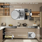 Brushed Nickel Door Knobs with Square Rosette, Interior Door Handles for Bath & Bed, Heavy Duty Door Knob with Lock