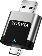ZORVIA Wireless CarPlay Adapter for iPhone & Android Auto 2026 Upgraded - Convert Wired CarPlay to Wireless, Fast Auto Reconnect, Plug and Play, USB-C & USB-A (Silver)