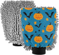 Qilmy Orange Pumpkins Microfiber Chenille Car Wash Sponge Scratch Free Car Wash Mitt Absorbent Mitt Sponge for Trucks SUVs Car Washing Home Cleaning, Medium