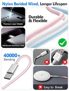 Travel Essentials for Apple Watch Charger,iPhone Charger,3 in 2 Type C/L/Magnetic Fast Charging Cable,Multi Charging Cable Portable Designed for iWatch Series,iPhone 17-11,Galaxy S26-S21,Car-6FT
