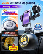 VANMASS Phone Holders for Your Car 2026 Ultimate Phone Mount Military-Grade Windshield Dashboard Vent【Newest Best Strongest】 Cell Phone Car Mount for iPhone 16 Pro Max 15 Samsung Android,Purple