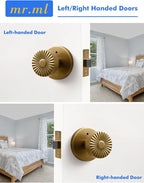 Privacy Door Knob Antique Brass Retro Door Knob, Interior Vintage Door Handle Bedroom Bathroom Brushed Doorknob, Stainless Steel Knob, 1 Pack