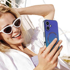Guppy Compatible with iPhone 16 Case Magnetic, with Full Camera Lens Protector [Compatible with MagSafe] Scratch Resistant Gradient Glass Back Cover Phone Case-Purple