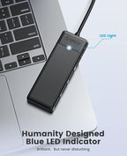 ORICO USB 3.0 Hub, 4-Port USB Hub with 3.3Ft Cable, Ultra Slim USB-Splitter for Laptop MacBook Pro, iMac, Surface Pro, XPS, PS5，PC, Flash Drive, Mobile HDD