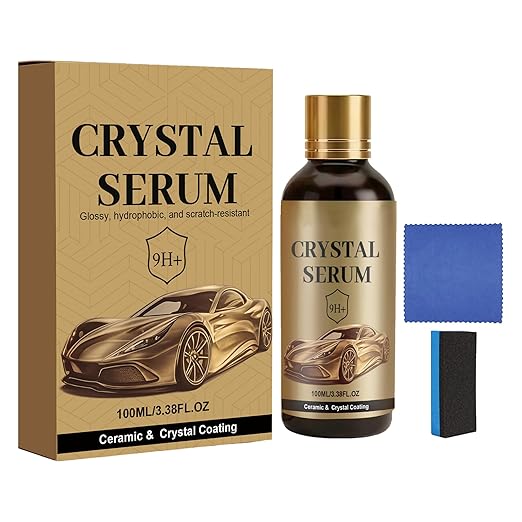 Crystal Serum Ceramic Coating Kit for Cars, 9H Graphene Nano Coating, High Gloss Shine & Hydrophobic Protection, Scratch-Resistant Paint Coating, Quick & Easy DIY Application (1set)