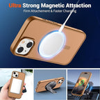 SUPFINE Magnetic for iPhone 15 Case (Compatible with MagSafe) (Military Grade Drop Protection) Translucent Matte Shockproof with Anti-Fingerprint Phone Case,Brown