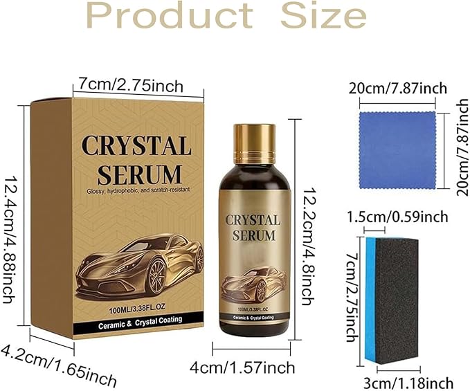 100 Ml/3.38oz Cristal Serum Ultra Car, Crystal Serum Ceramic Coating for Cars, 9h Graphene Ceramic Car Coating Kit, Professional Auto Restore for Paint, Glass & Wheel, Anti Scratch (5pcs)