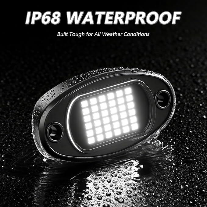 GSRECY Rock Lights Ultra Bright LED Neon Underglow Lights Waterproof for Trucks Pickup SUV UTV ATV RZR Car Boats Motorcycle (White, 8 Pods)
