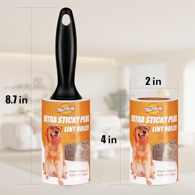 WulaWindy Lint Roller for Pet Hair, Extra Sticky Lint Rollers Pet Hair Remover for Clothes, Work Great on Pet Hair Value Pack (4 Pack)