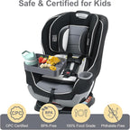 Car Seat Snack Tray for Toddlers - 3 Inch Cup Holder Fits Most Sippy Cups & Straw Bottles with Dip Well, Mess-Free Square Kids Travel Tray Road Trip Essentials, Dark Grey