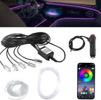 RGB LED Fiber Optic Car Interior Lights, APP Controlled Ambient Lighting Kit 236in, Music Sync, Dimmable, Timer Function, 5-in-1 Optical Fiber Ambient Light for Car Decoration, Universal Fit