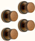Asidrama 4 Pack Antique Brass Passage Door Knobs with Lock, Vintage Door Handles with Antique Brass Door Knobs Interior for Bedroom or Bathroom, Heavy Duty Door Lever for Left Right Sided Doors