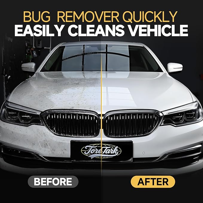 Bug Remover for Cars Exterior - Tree Sap Remover for Car, Quickly Dissolves Bird Poop, Water Spots, Resin & Grease - Safe on Paint, Glass, Chrome & Rubber, Microfiber Towel for Easy Cleaning, 16 fl oz