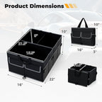 Goplus Collapsible Trunk Organizer, 13 Gallon Foldable Car Storage Organizer with Extenable Compartments, Pockets, Securing Straps, for SUV Van Sedan Truck, 22" x 16" x 10"