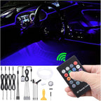 Car Ambient Lighting 64 Colors Multicoloured Music Optic Fiber RF Remote Controller Control Car DIY Decorative Atmosphere Lighting Kit DC 12V 1W 5m
