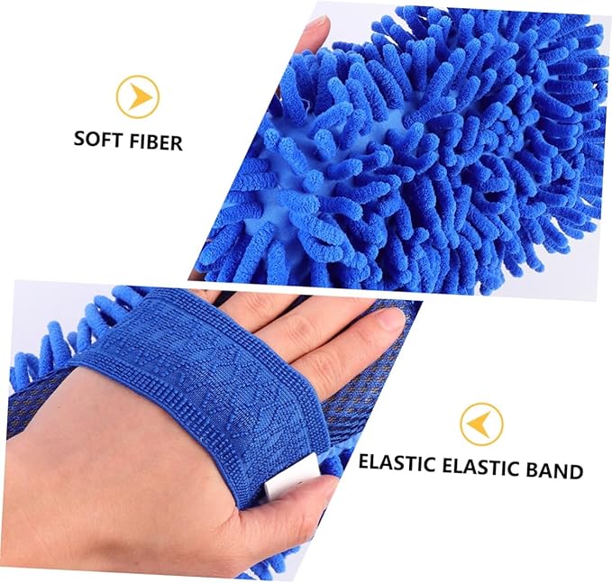 Amosfun 2Pcs Auto Cleaning Gloves Lightweight Car Wash Mitts Durable and Practical Car Cleaning Tool for Vehicle Detailing Convenient Storage and Use