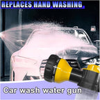 High Pressure Car Wash Foam Gun, 8 Way Spray Pattern Garden Hose Nozzle with 3.5oz/100cc Soap Dispenser, Adjustable Hose Spray Nozzle for Car Washing, Pet Shower, House Cleaning (Yellow)
