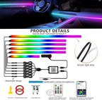 Interior Car LED Strip Lights,Acrylic LED Lights for Car with Dynamic Dreamcolor Chasing,175 inches 6 in 1 RGB Neon Strip Fiber Optic Ambient Lighting Kits with Remote APP, for Inside car Decorations
