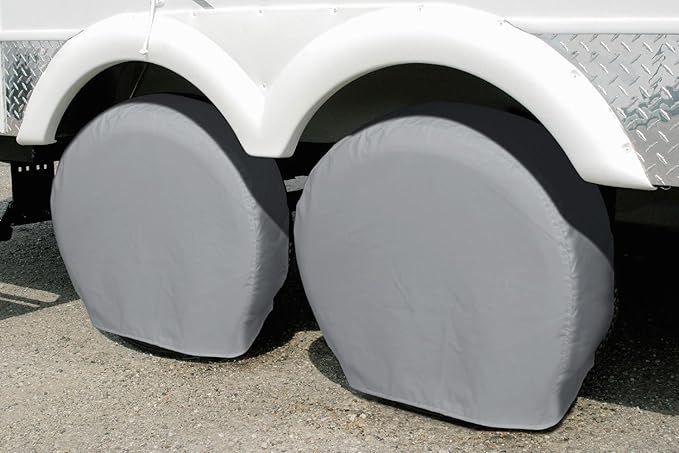 Explore Land Tire Covers 4 Pack - Tough Wheel Protector for Truck, SUV, Trailer, Camper, RV Universal Fits Tire Diameters 32-34.75 inches, Charcoal