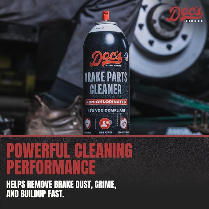 Doc’s Brake Parts Cleaner, Non-Chlorinated – Fast-Drying Brake Cleaner | Removes Brake Dust, Grease, Oil & Brake Fluid | Residue-Free Formula – 1-Pack (14 oz)