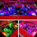 LEDGlow 6pc Million Color LED Engine Bay Under Hood Lighting Kit - Multi-Color Underhood Lights for Car & Truck - 15 Solid Colors - 9 Modes - 6" Flexible Tubes - Includes Control Box & Wireless Remote