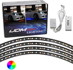 iJDMTOY Universal Fit 4pc Set 7-Color RGB Color Changing LED Under Car Glowing Accent Lighting Kit w/Adjustable Setting