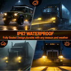 Dual Function 4Pcs Amber Watermelon Lights Strobe+Constant LED Side Marker Clearance Turn Signal Top Cap Roof Underglow Tail Trailer Lights for Semi Truck,Bus,Van,Camper,Golf cart