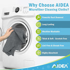 AIDEA Microfiber Cleaning Cloth Grey 12PK, Microfiber Towels for Cars, Premium Car Cloths, Dusting Cloth Lint Free Cleaning Rags for SUVs, House, Kitchen, Window, Workshops,11.5×11.5"