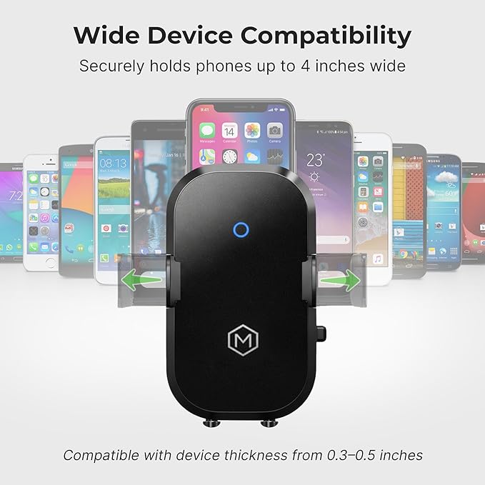Wireless Car Charger Mount - Auto Scan & Auto Grip Car Phone Mount - Compatible with iPhones and Smartphones - Fast Charger Car Mount Accessories for Dashboard or Vent