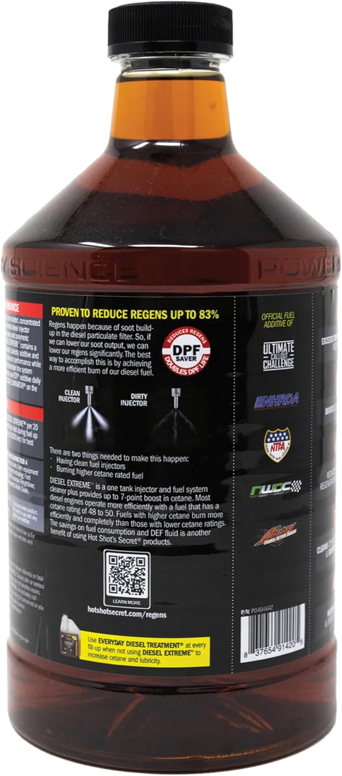 Hot Shot's Secret Diesel Extreme 64 oz – Treats 160 Gallons – Concentrated Diesel Fuel Additive, Fuel System Cleaner and Injector Cleaner, Restores Engine Performance