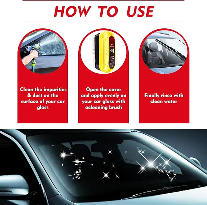 Automotive Oil Film Cleaning Brush with Reusable Foam Sprayer, Upgraded Antifog Glass Cleaning Board, Glass Oil Film Remover for Car Windows & Windshields, Versatile Car Glass Cleaner Brush (Yellow)